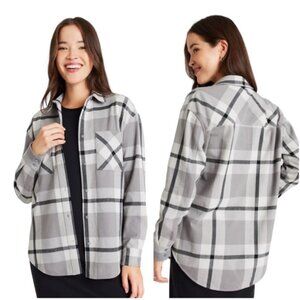 Kit and Ace NEW Check Shacket Boyfriend Plaid Flannel Shirt Jacket Pockets Top S